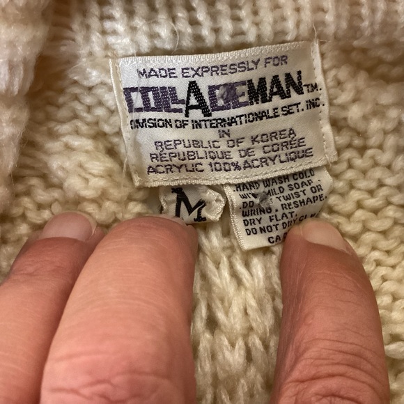 Vintage CollAgeman Shawl Collar Cardigan Sweater Unisex Womens size medium - Picture 6 of 6